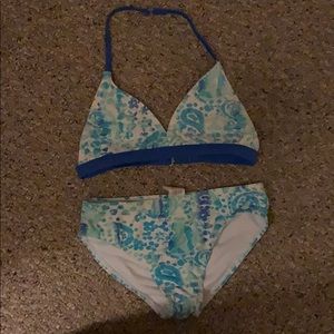 Blue and green kids bikini
